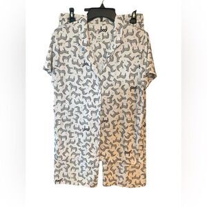 Echo Sz M 2-Piece Zebra Print Button Top Pull On Pants Soft Pajamas